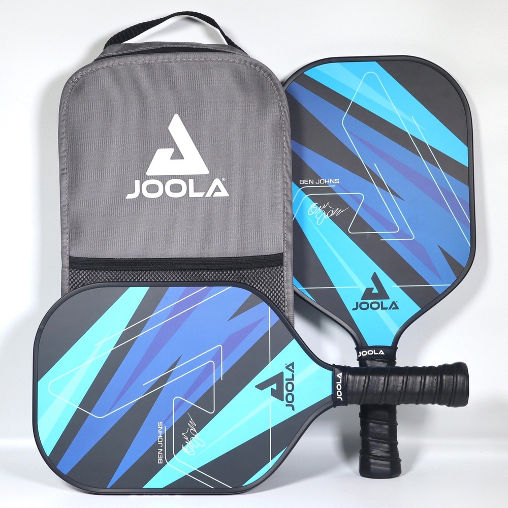 JOOLA Ben Johns Pickleball Paddle Set of 2 With Carrying Bag Blue Black Rackets